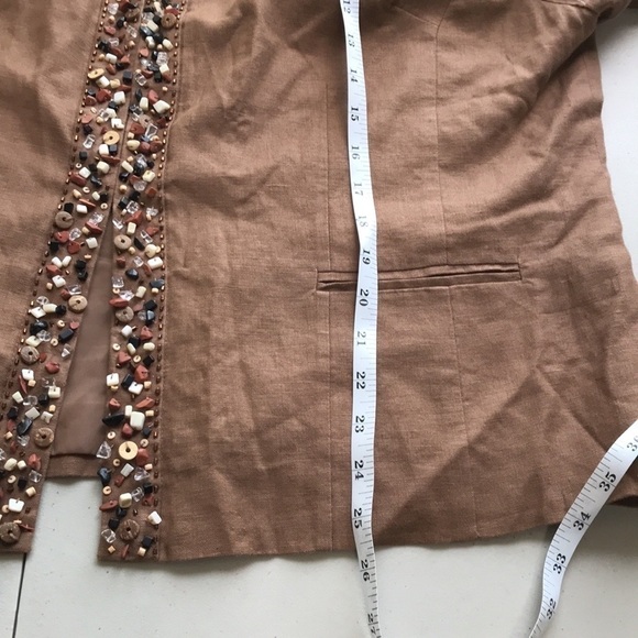Jm Collection linen beaded brown blazer jacket size 18 - Picture 7 of 8